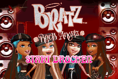 Bratz: Rock Angelz title screen for GameBoy Advance